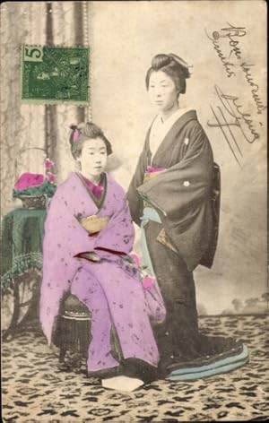 Ansichtskarte / Postkarte Zwei Frauen in japanischer Volkstracht