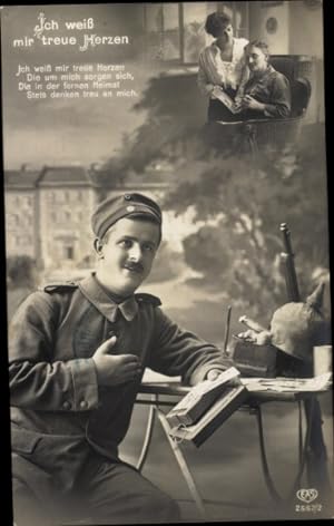 Bild des Verkufers fr Ansichtskarte / Postkarte Deutscher Soldat in Uniform, Sehnsucht, Liebe, Ich wei mir treue Herzen - EAS 255/2 zum Verkauf von akpool GmbH