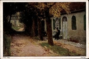 Künstler Ansichtskarte / Postkarte Hey, P., Herbst, Straße, Mann auf der Sitzbank - Novitas 934