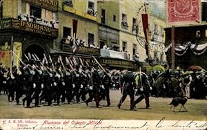 Ansichtskarte / Postkarte Mexiko Stadt, Absolventen der Militärschule, Parade