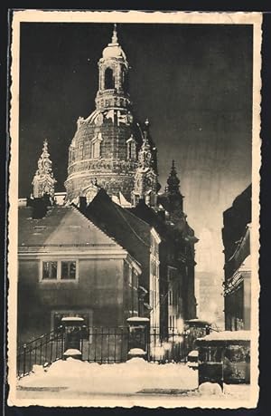 Bild des Verkufers fr Ansichtskarte Dresden, Brhlsche Terrasse, Malerwinkel in einer Winternacht zum Verkauf von Bartko-Reher