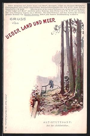Ansichtskarte Alt-Stuttgart, Partie auf der Schillerhöhe, Zeitung Ueber Land und Meer