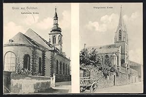 Carte postale Bolchen, Katholische et Evangelische l'Église