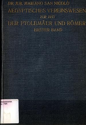 Bild des Verkufers fr gyptisches Vereinswesen zur Zeit der Ptolemer und Rmer Band 1 zum Verkauf von avelibro OHG