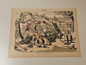 Seller image for 1888 Judge Lithograph of "It Makes Them Dreadfully Sick" - Uncle Sam & Cleveland's Free Trade Watermelon Sickness for sale by rareviewbooks