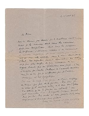 Seller image for Important lettre du pote livrant ses considrations sur la perscution des juifs sous l occupation for sale by Le Manuscrit Franais