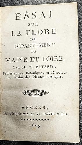 Image du vendeur pour Essai sur la flore du departement de Maine et Loire. mis en vente par Antiquariat Steffen Vlkel GmbH