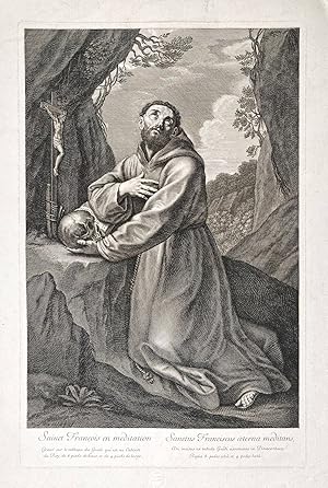 Seller image for "Sainct Francois en meditation" - Franz von Assisi Saint Francis Heiliger for sale by Antiquariat Steffen Vlkel GmbH
