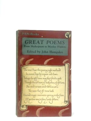 Bild des Verkufers fr Great Poems: From Shakespeare To Manley Hopkins zum Verkauf von World of Rare Books