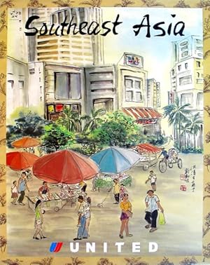Original Vintage Poster - United Airlines - Southeast Asia