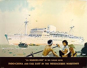 Original Vintage Poster - Messageries Maritimes - Indo Chine & the Far East - "La Marseillaise" i...