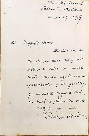 Seller image for Manuscript letter to Gabriel Muntaner Palmer for sale by Chaco 4ever Books