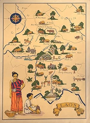 Original Vintage Poster - LAOS, REGION NORD - MAP