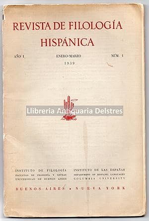 Bild des Verkufers fr Revista de Filologa Hispnica. Ao I, Enero-Marzo 1939. Nm. 1 zum Verkauf von Llibreria Antiquria Delstres