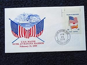 CACHET COVER; U.S.S. MAINE SUNK AT HAVANA HARBOR, FEBRUARY 15, 1898; 10 CENT FLAG STAMP, CANCELLE...