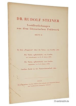 Dr. Rudolf Steiner - Veröffentlichungen aus dem literarischen Frühwerk, Heft II [2] : Zu dem »Fra...