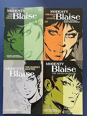 Imagen del vendedor de 4 x Modesty Blaise Books: Children of Lucifer, The Young Mistress, The Puppet Master and The Grim Joker a la venta por Print Matters