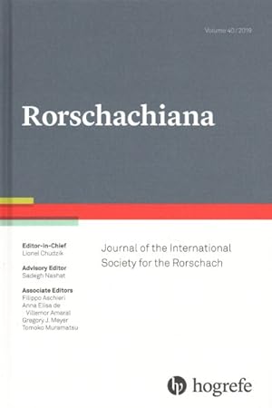 Image du vendeur pour Rorschachiana : Journal of the International Society for the Rorschach: Issue 1 & 2 / 2019 mis en vente par GreatBookPrices