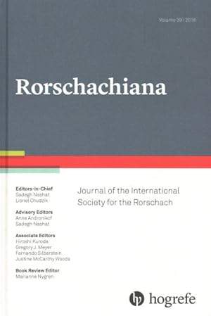 Image du vendeur pour Rorschachiana Issues 1 & 2 2018 : Journal of the International Society for the Rorschach mis en vente par GreatBookPrices