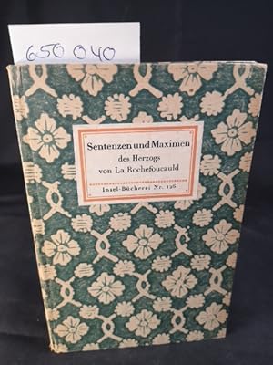 Imagen del vendedor de Betrachtungen oder Moralische Sentenzen und Maximen des Herzogs von La Rochefoucauld Insel-Bcherei Nr. 11.-15. Tausend. a la venta por ANTIQUARIAT Franke BRUDDENBOOKS