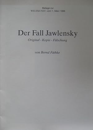 Seller image for Der Fall Jawlensky. Original - Kopie - Flschung. Beilage zur Weltkunst Mrz 1996. for sale by Antiquariat Bernd Preler