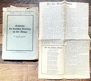 Imagen del vendedor de Geschichte der deutschen Kolonien an der Wolga. Mit beiligendem Zeitungsausschnitt von 1936 mit dem Artikel " Bei den Wolgadeutschen". a la venta por Treptower Buecherkabinett Inh. Schultz Volha