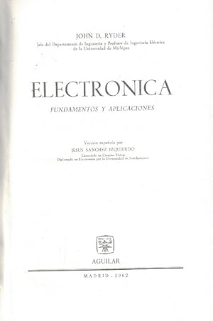 Image du vendeur pour ELECTRNICA. FUNDAMENTOS Y APLICACIONES. mis en vente par Librera Torren de Rueda