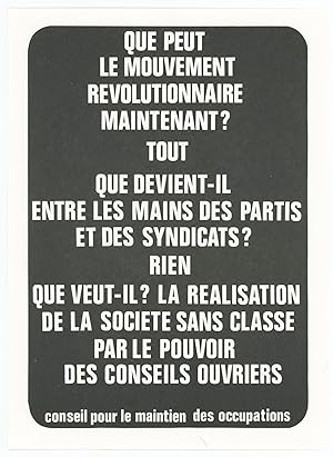 Que Peut le Mouvement Revolutionnaire Maintenant