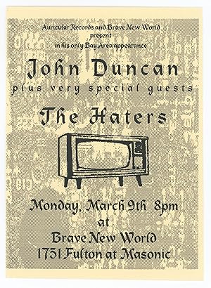 John Duncan Plus Very Special Guests The Haters [Postcard]