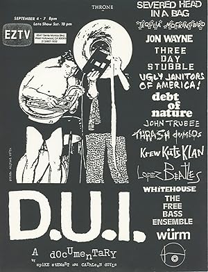 Four Promotional Flyers for the First Screening of the Film D.U.I. at EZTV