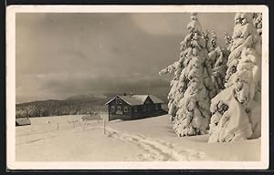 Ansichtskarte Riesengebirge, Blick zur Bodenwiesbaude im Schnee