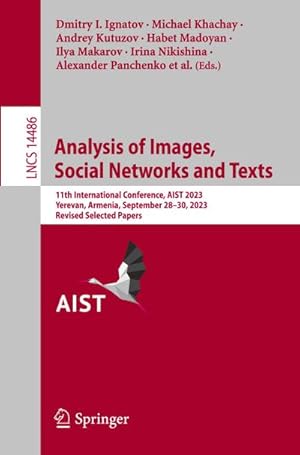 Imagen del vendedor de Analysis of Images, Social Networks and Texts a la venta por BuchWeltWeit Ludwig Meier e.K.