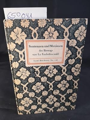 Bild des Verkufers fr Betrachtungen oder Moralische Sentenzen und Maximen des Herzogs von La Rochefoucauld. Insel-Bcherei Nr. 126/1. 16.-20. Tausend. zum Verkauf von ANTIQUARIAT Franke BRUDDENBOOKS