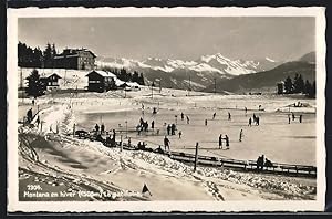 Ansichtskarte Montana, Schlittschuhläufer auf dem zugefrorenen See