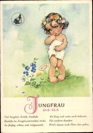 Künstler Ansichtskarte / Postkarte Sternzeichen Jungfrau, Virgo, 23. August bis 23. September