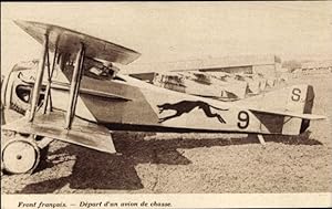 AK Französische Front, Abflug eines Kampfflugzeugs