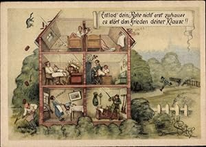 Künstler Ansichtskarte / Postkarte Geilfus, H., Entlad' dein Rohr nicht' erst zuhause, Jagdhumor