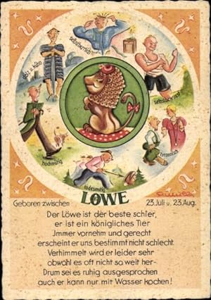 Künstler Ansichtskarte / Postkarte Sternzeichen Löwe, Leo, 23. Juli bis 22. August