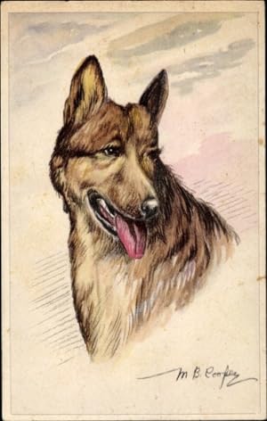 Künstler Ansichtskarte / Postkarte Cooper, M. B., Hundeportrait, Schäferhund