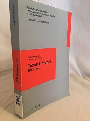 Seller image for Soziale Sicherheit fr alle? (= Beitrge zu den Berichten der Kommission fr die Erforschung des Sozialen und Politischen Wandels in den Neuen Bundeslndern e.V., Beitrge zum Bericht 2 "Ungleichheit und Sozialpolitik", Band 2.3). for sale by Versandantiquariat Waffel-Schrder