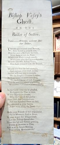 Bishop Vesey's Ghost (Sutton Coldfield) Broadside Skit to the RECTOR of Sutton, James Packwood?. ...