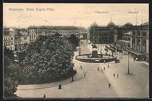 Ansichtskarte Hannover, Ernst August-Platz mit Hauptpost u. Bahnhof