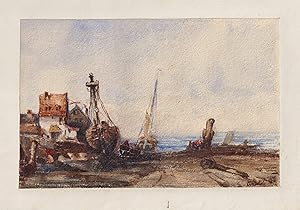 (Hafenszene / Harbor scene) - Marine Hafen port / Biedermeier