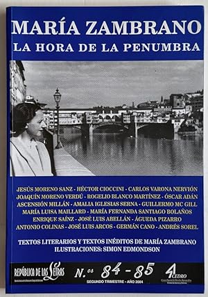 María Zambrano: La hora de la penumbra. República de las Letras, nº 84 y 85