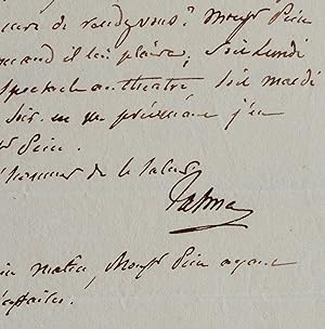 Image du vendeur pour Lettre de Talma au baron Taylor mis en vente par Traces Ecrites