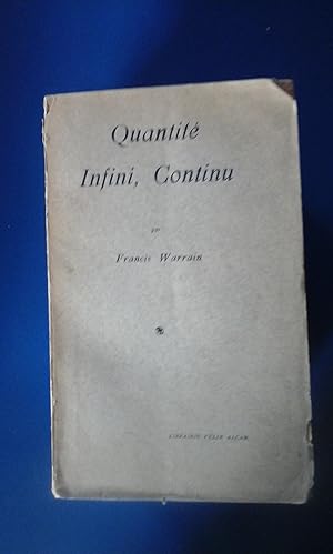 Bild des Verkufers fr QUANTIT, INFINI, CONTINU (Cantidad, infinito, Continuo) (Pars, 1928) zum Verkauf von Multilibro