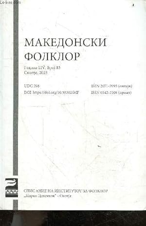 Seller image for Makedonski folklor - godina LIII, broj 83, skopje, 2023 - UDC 398 / Folklore macdonien - volume 83, annee LIII / macedonian folklore - volume 83, year LIII for sale by Le-Livre