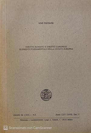 Diritto romano e diritto canonico elementi fondamentali della civiltà europea fasc. 1