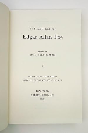 Image du vendeur pour The Letters of Edgar Allan Poe [Volume I only] with new foreword nd supplementary chapter mis en vente par Kuenzig Books ( ABAA / ILAB )