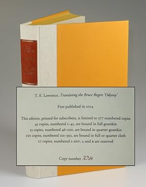 T. E. Lawrence: Translating the Bruce Rogers 'Odyssey' The publisher's quarter cloth binding, han...